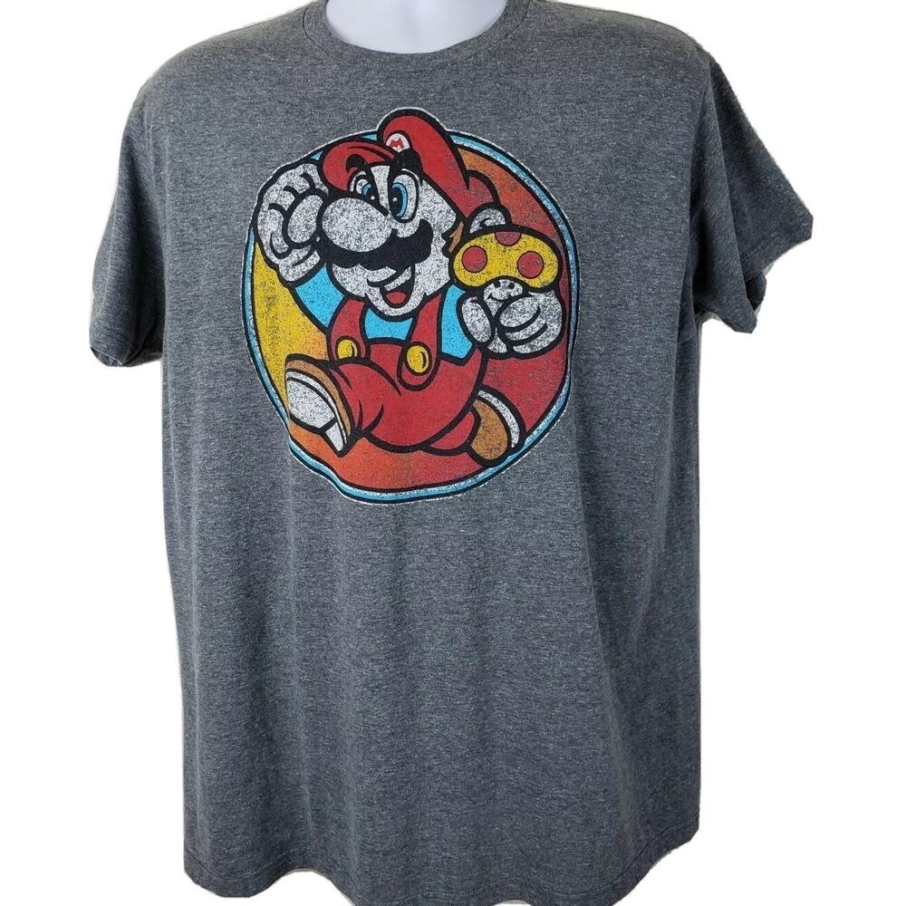 Official Nintendo Classic Super Mario Brothers Mario Gray t-shirt size Large